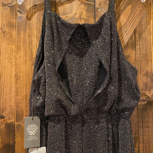 Vince Camuto metallic, spaghetti strap, evening gown. NWT women's size 14. - Picture 4 of 9